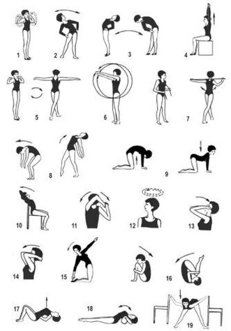 A number of exercises for osteochondrosis